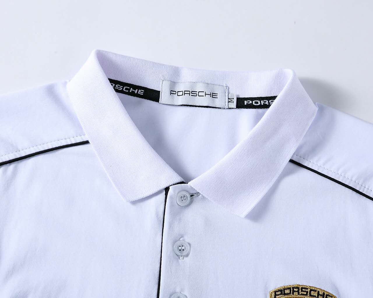 Polo Porsche Design Homme 2022 Brodée Coton Manches Courtes Col Boutonné